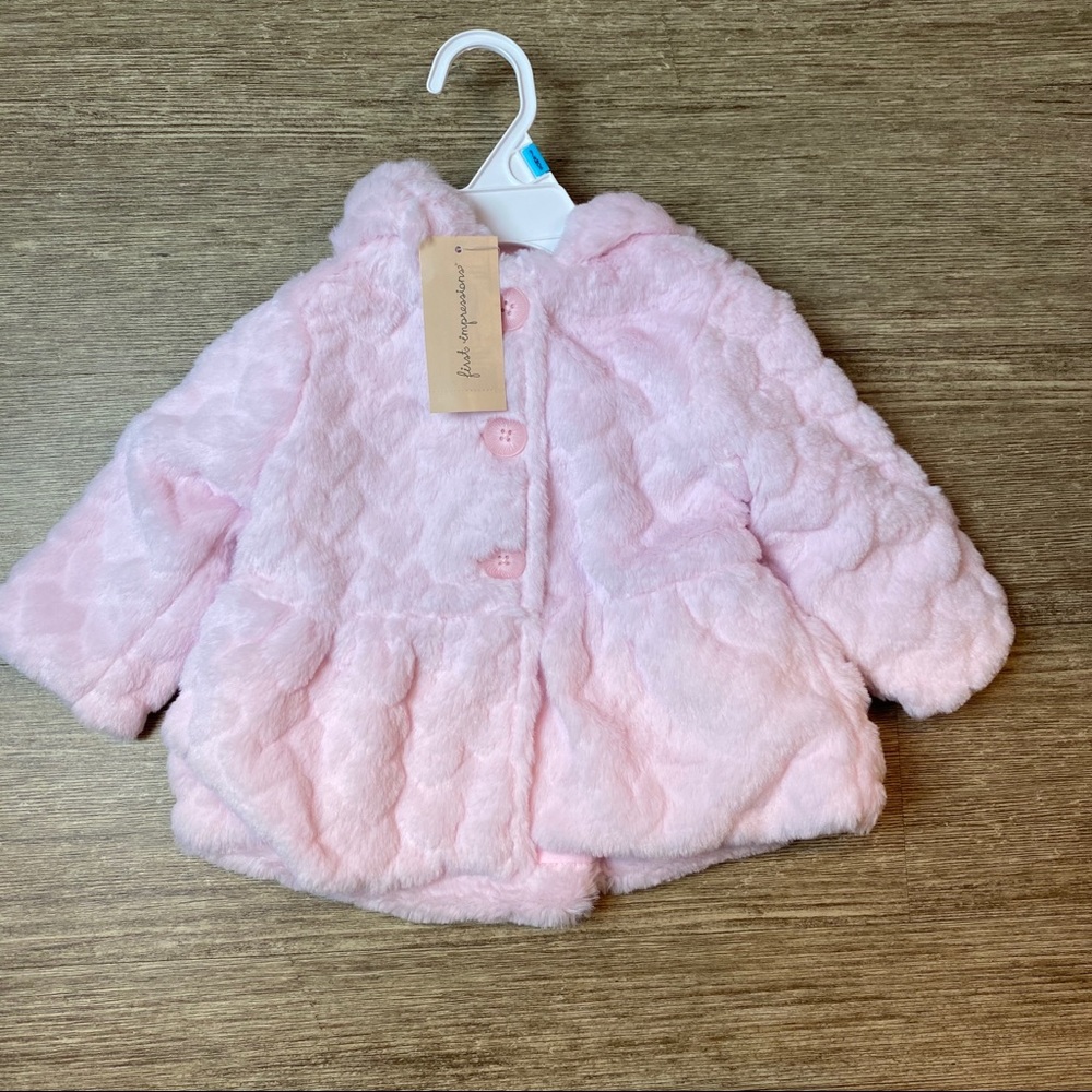 First Impression Faux Fur Pink Bud Coat